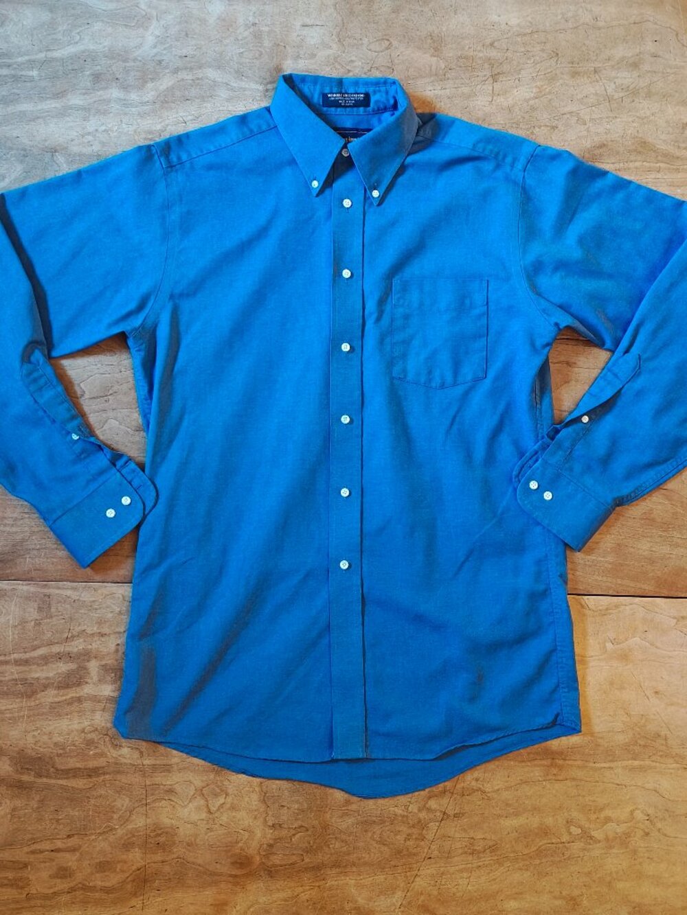 Vintage Barrington Blue Wrinkle Free Oxford Shirt Mens 15.5 34/35 Made in USA